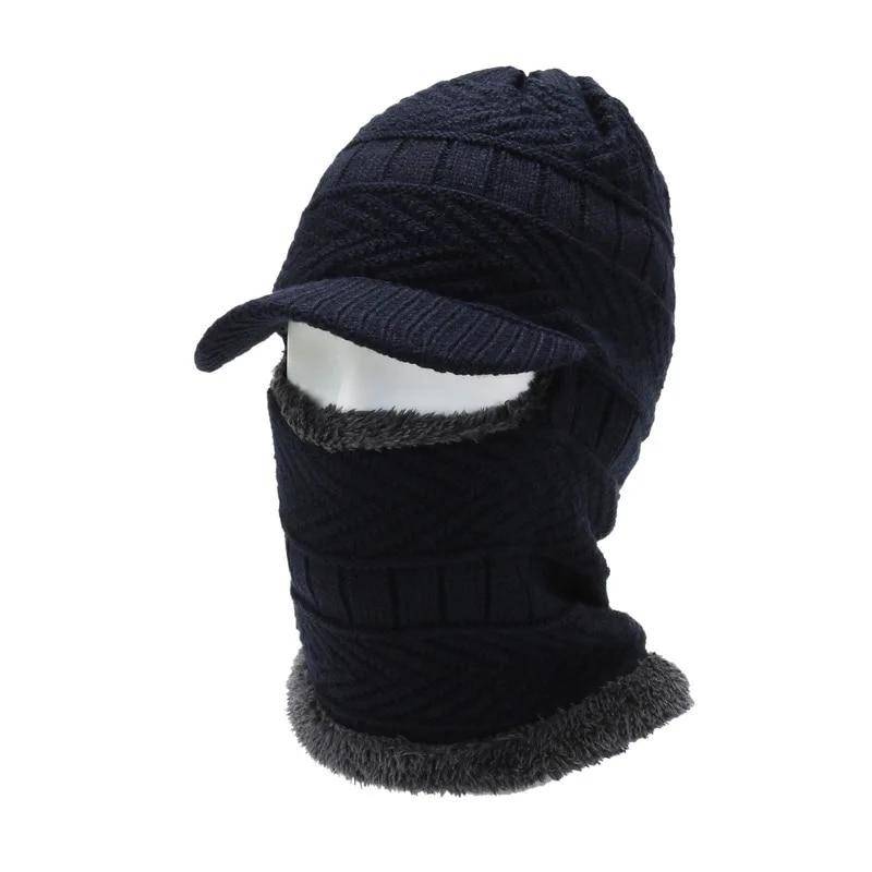 Wintermütze für Männer und Frauen, Skullies, Mützen, Hüte, Winter, warm halten, Wollschal, Mütze, Sturmhaube, Strickmütze für Damen navy blau von Joom DACH