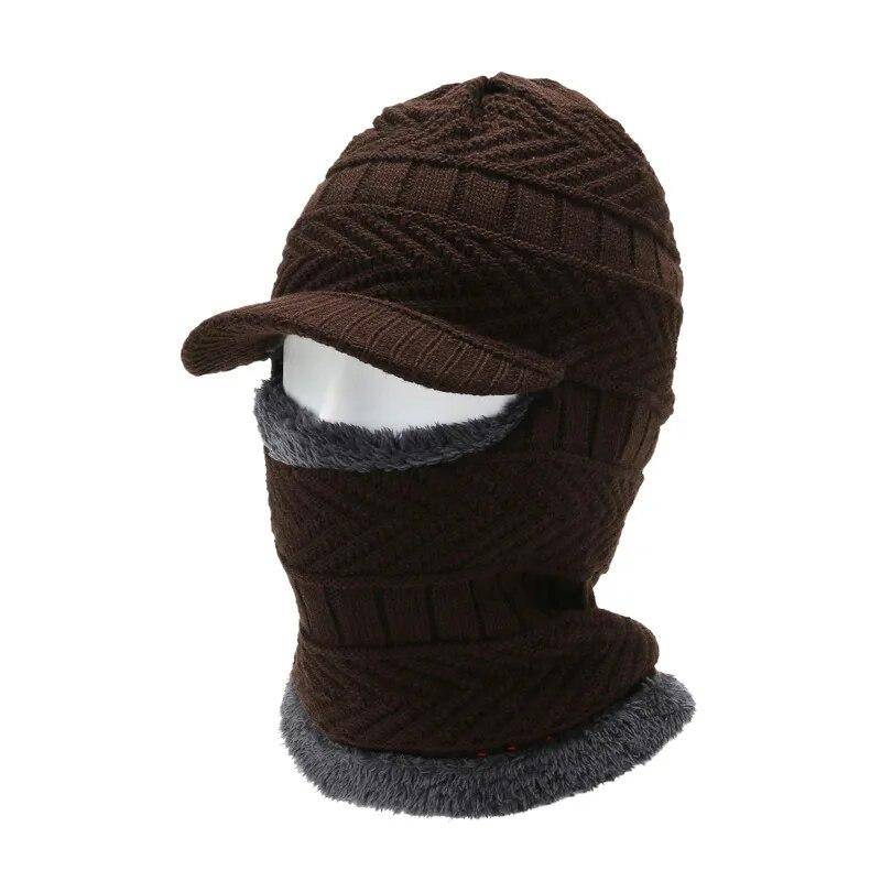 Wintermütze für Männer und Frauen, Skullies, Mützen, Hüte, Winter, warm halten, Wollschal, Mütze, Sturmhaube, Strickmütze für Damen braun von Joom DACH