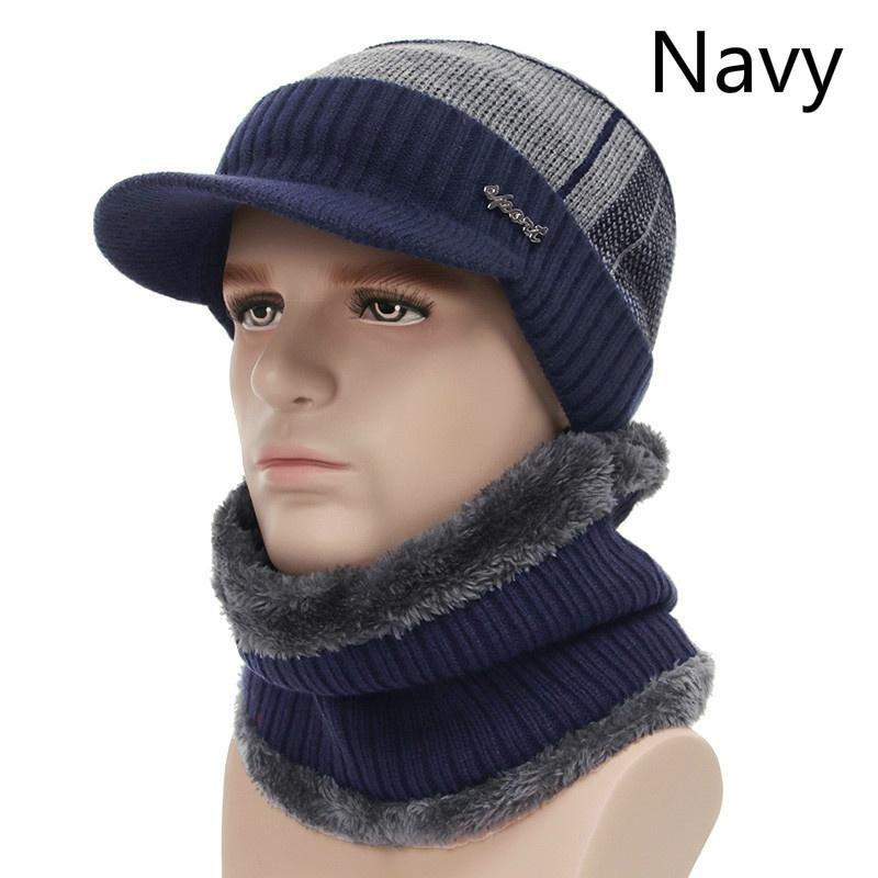 Wintermützen für Herren, Skullies Beanie Mütze, Wintermütze Herren Damen Wollschal Mützen Set Sturmhaube Maske Gorras Bonnet Strickmütze für Winter Schneewetter dunkelblau von Joom DACH