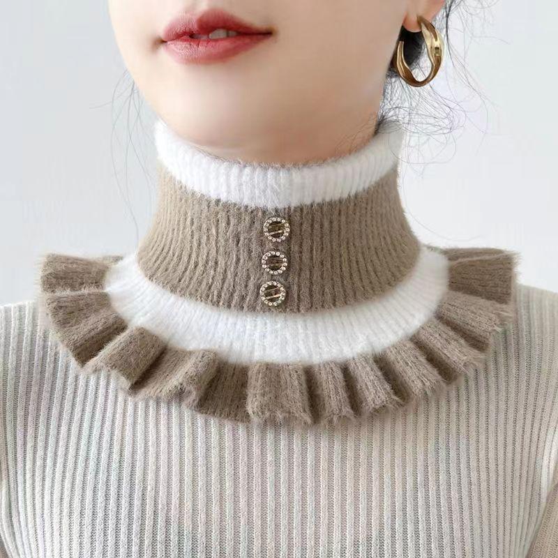 Winterschal für Damen, verdickter warmer Halsbezug, Schal mit falschem Kragen, abnehmbarer Schal, neuer Schal für Damen, winddichter Schal kaffeebraun von Joom DACH