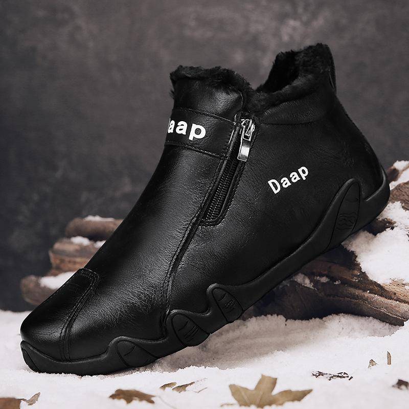 Winterschuhe Herren Schneestiefel Dickes Fell Rutschfeste Sneaker Herren Stiefeletten Leicht Outdoor Warm Wanderschuhe 44 schwarz von Joom DACH