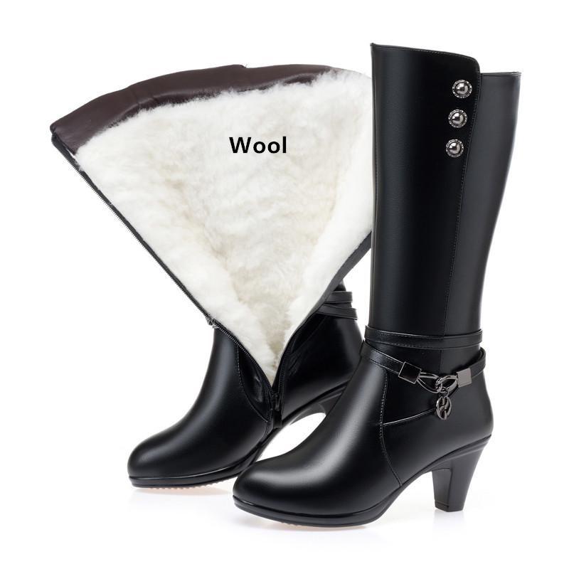 Winterschuhe aus echtem Leder Damenstiefel Mode Wolle warme Stiefel Damenstiefel Schuhe Damen 41 von Joom DACH