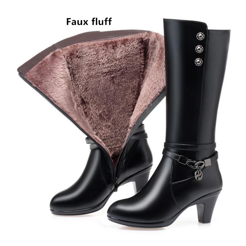 Winterschuhe aus echtem Leder Damenstiefel Mode Wolle warme Stiefel Damenstiefel Schuhe Damen 41 von Joom DACH