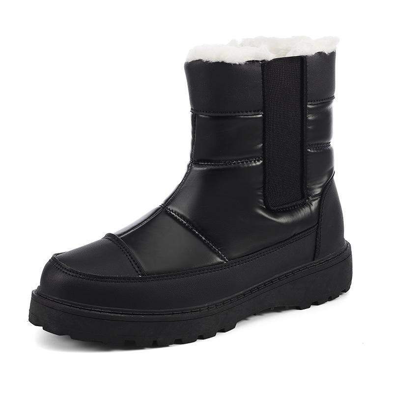 Winterschuhe für Damen im Freien, modische Schneestiefel für Damen im Freien, große Größen, Fleece-gefüttert, Thermo-Mittelrohr, große Baumwollschuhe 42 schwarz von Joom DACH