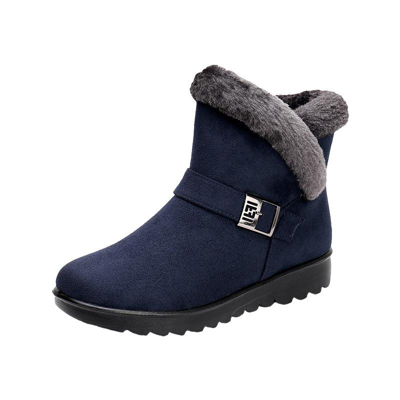 Winterstiefel Damen 2024 Dicker Plüsch Warme Schneestiefel Damen Reißverschluss Komfortable Outdoor Stiefeletten Casual Baumwollschuhe 36 blau von Joom DACH