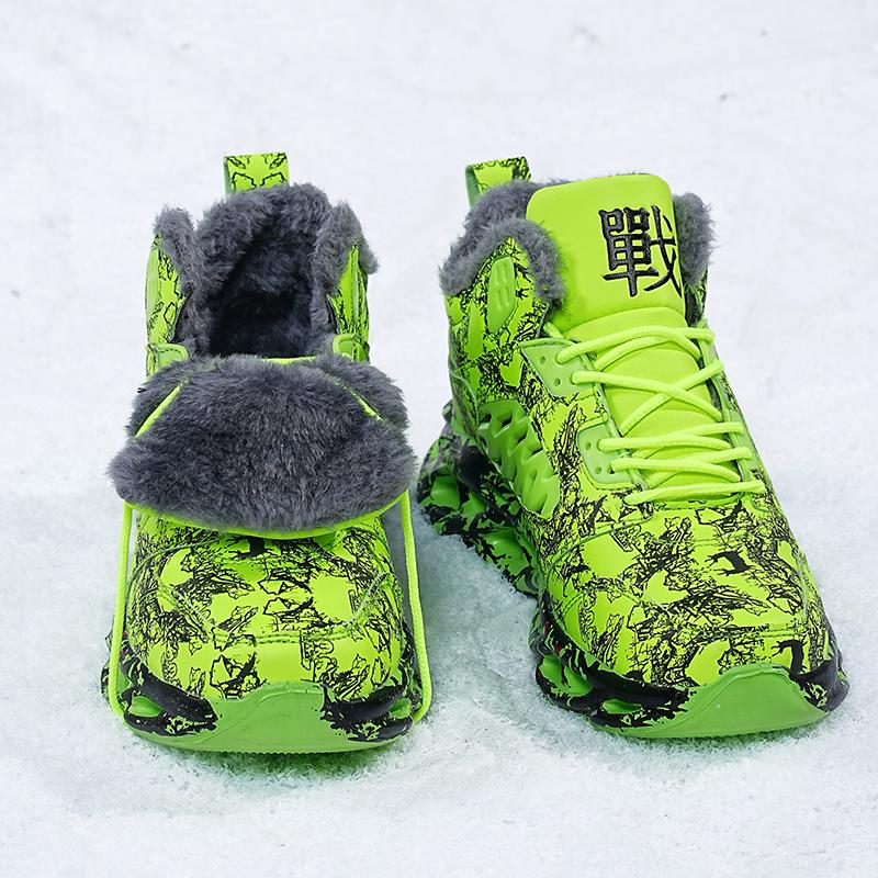 Winterstiefel Herren Schneeschuhe Graffiti Druck Winter Plüsch Warm Plateau Sneaker Rutschfeste Herren Sportschuhe 48 grün von Joom DACH
