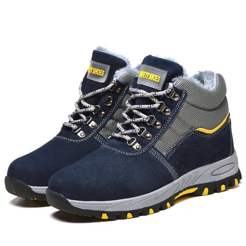 Winterstiefel Herren Sicherheitsstiefel mit Stahlkappe Arbeitsschuhe Herren Pannensichere Arbeitsstiefel Plüsch Warme Sicherheitsschuhe Stiefel 45 blau von Joom DACH
