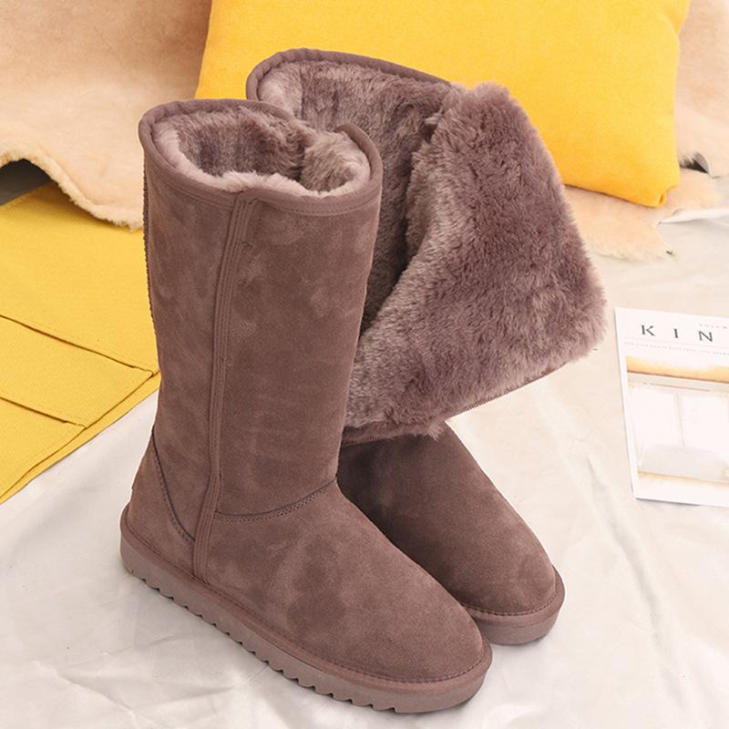 Winterstiefel Klassische Damen Schneestiefel Echtes Schaffell Leder Damen Lange Stiefel Warme Wolle Hohe Schuhe 40 grau von Joom DACH