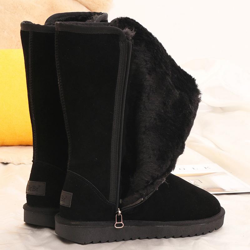 Winterstiefel Klassische Damen Schneestiefel Echtes Schaffell Leder Damen Lange Stiefel Warme Wolle Hohe Schuhe 41 schwarz von Joom DACH