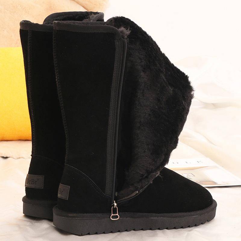 Winterstiefel Klassische Damen Schneestiefel Echtes Schaffell Leder Damen Lange Stiefel Warme Wolle Hohe Schuhe 41 schwarz von Joom DACH
