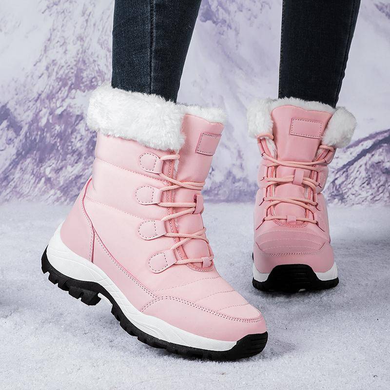 Winterstiefel für Damen, gepolstert, Schneestiefel, Wanderstiefel für Mädchen, Stiefel für den Außenbereich, wasserdicht, leicht, Winterstiefel für Damen bis zur Mitte der Wade EU: 41 rosa von Joom DACH