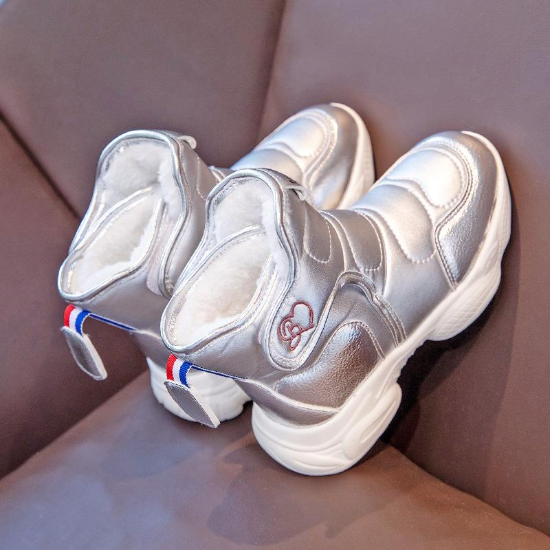 Winterstiefel für Kinder im koreanischen Stil mit Fleecefutter und dicker Sohle, warme Baumwollstiefel für Mädchen 33 von Joom DACH