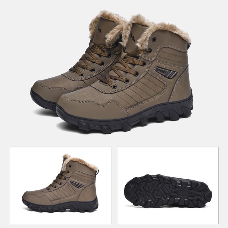 Winterstiefel im russischen Stil für Herren, wasserdicht, für den Außenbereich, Stiefeletten für Herren, Schneestiefel, hohe Herrenschuhe 44 braun von Joom DACH