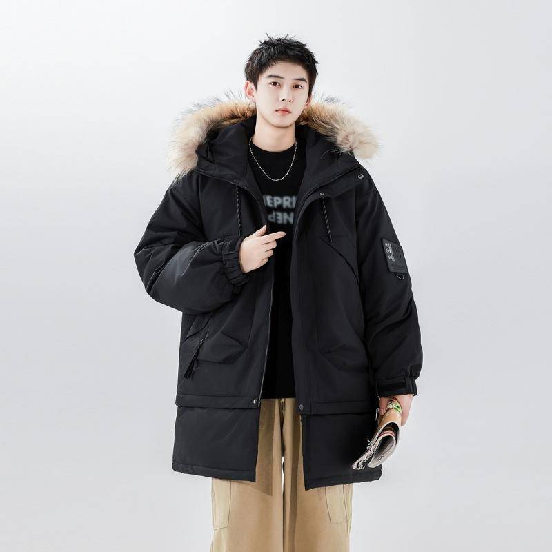 Wintertrend Große Tasche Pelzkragen Kapuzen-Daunenjacke Herren Tide Marke Verdickt 3XL von Joom DACH