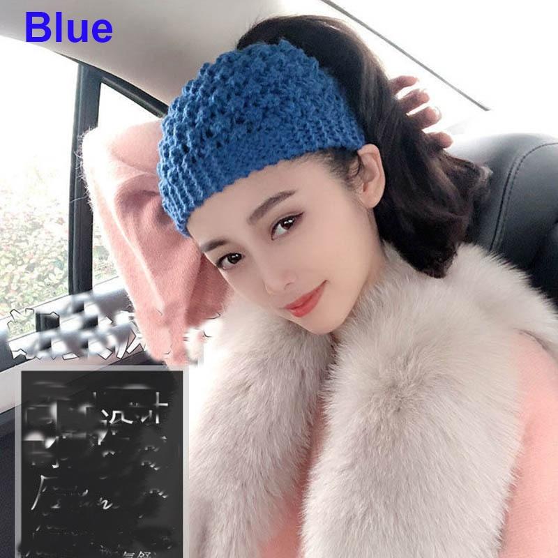 Winterwärmer, Mütze, Stirnbänder, Damen, warm, gestrickt, Stirnband, Ananas, gehäkelt, Kopfwickel, Schal blau von Joom DACH