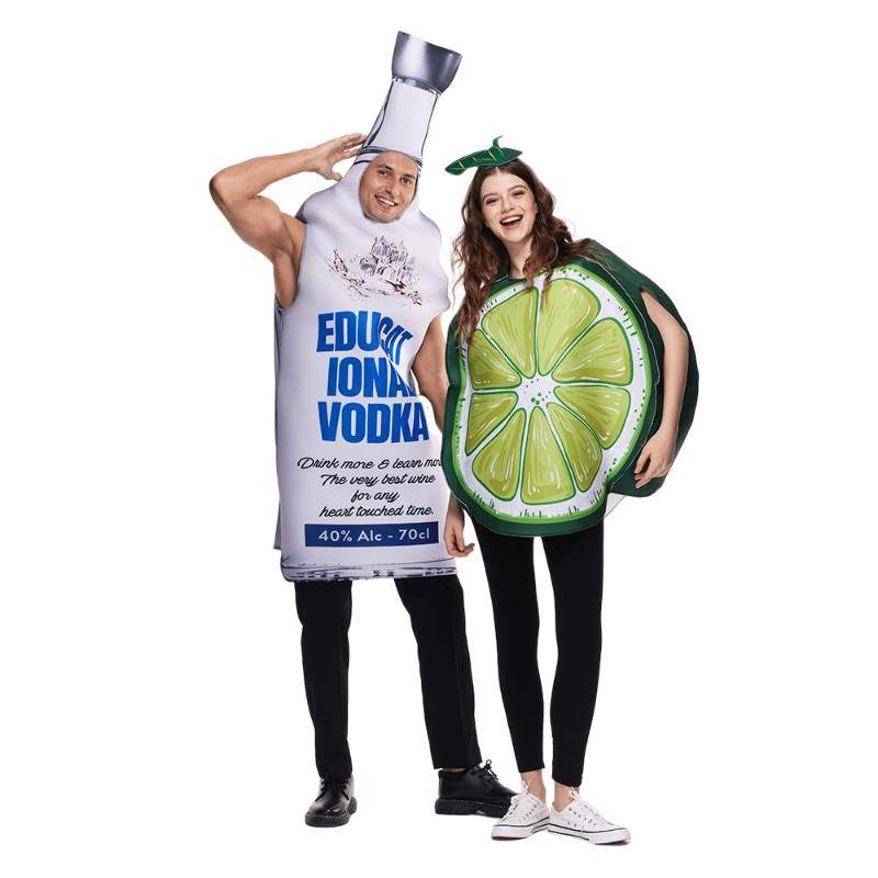 Wodkaflasche und Limette Partner-Tunika Kostüm Lustig Halloween Erwachsene Essen Party Outfits One Size von Joom DACH
