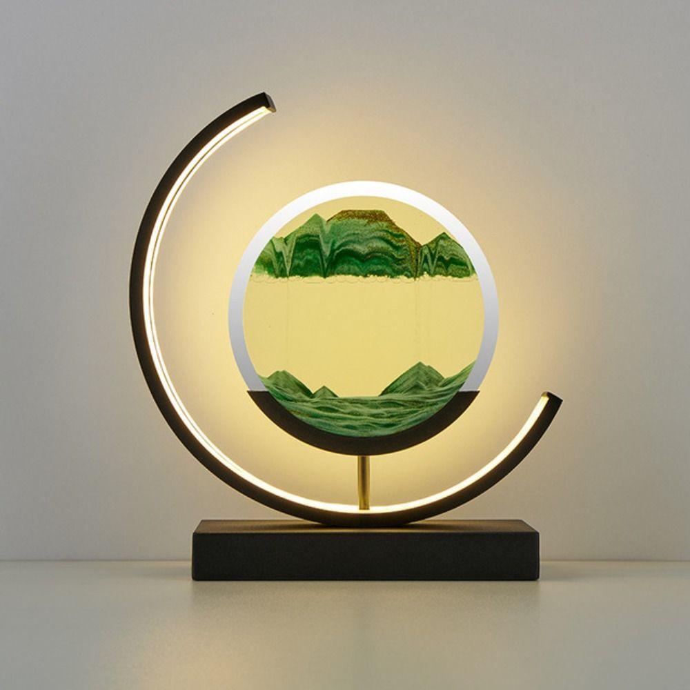 Wohnkultur Nachtlicht Fließender Sand Malerei Sand Rahmen Lampe Desktop Ornament Sanduhr Ornamente Black Frame grün von Joom DACH