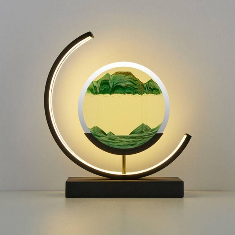 Wohnkultur Nachtlicht Fließender Sand Malerei Sand Rahmen Lampe Desktop Ornament Sanduhr Ornamente Black Frame grün von Joom DACH