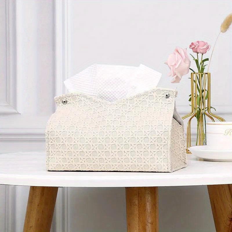 Wohnzimmer Couchtisch PU Leder Taschentuchbox Nordic Simple Plain Papier Taschentuchboxen weiß von Joom DACH