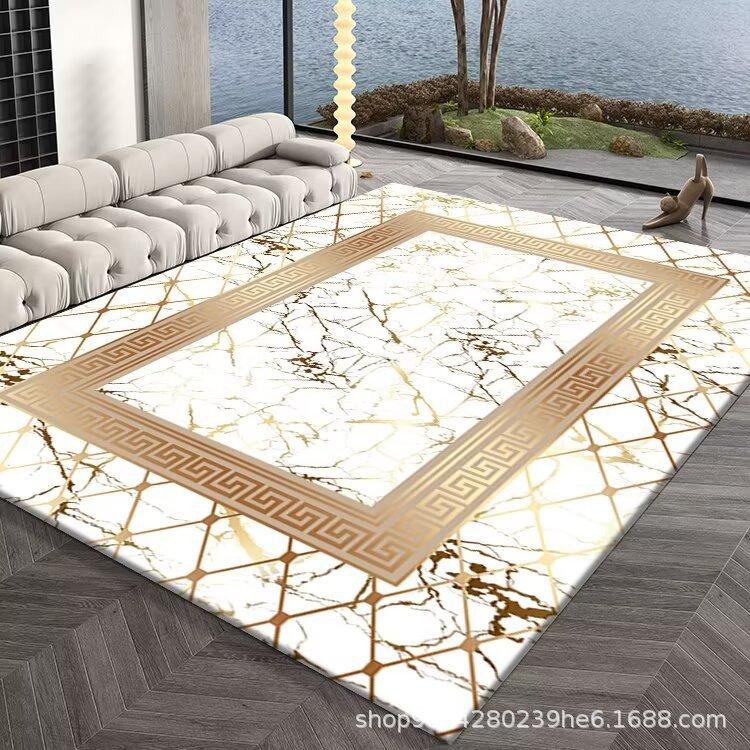 Wohnzimmerdekorationsteppich im europäischen Stil, Couchtischmatte, Schlafzimmer-Arbeitszimmerteppich, rutschfest und verschleißfest 200*300cm von Joom DACH