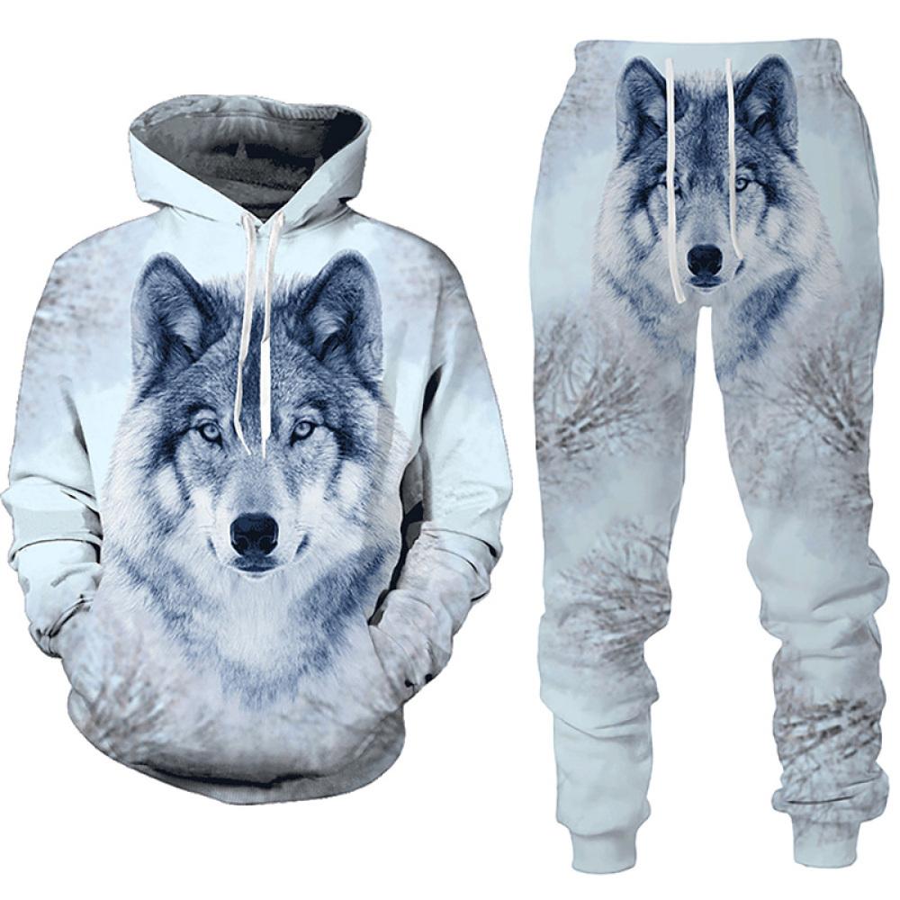 Wolf 3d Gedruckt Hoodie Hosen Anzug Männlich Frühling Und Herbst Casual Sweashirt Pullover Männer Trainingsanzug Set Mode männer Kleidung anzug S von Joom DACH