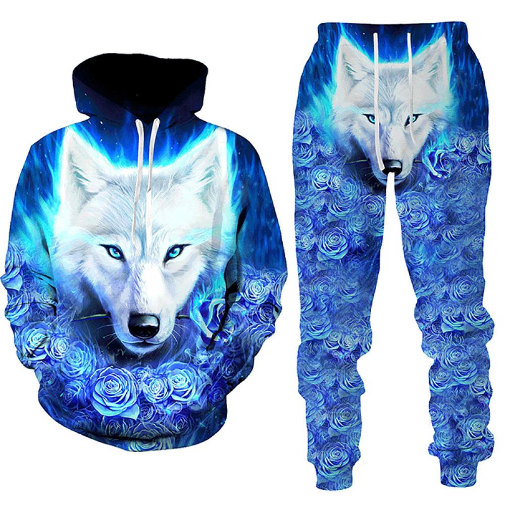 Wolf 3d Gedruckt Hoodie Hosen Anzug Männlich Frühling Und Herbst Casual Sweashirt Pullover Männer Trainingsanzug Set Mode männer Kleidung anzug S von Joom DACH