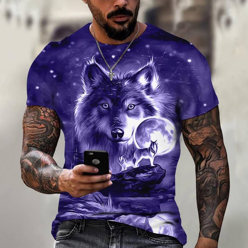 Wolf T-Shirt für Herren Animal Print Kurzarm Top 3D Casual Street Man T-Shirt Übergroßes T-Shirt Herren Vintage Kleidung XL von Joom DACH