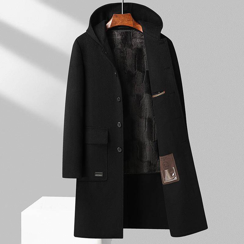 Wolle Herbst und Winter Kapuzenmantel Doppelseitiger Wollmantel Futter aus Goldvelours Jeansmantel Windjacke Herren Jeansmantel 4XL von Joom DACH