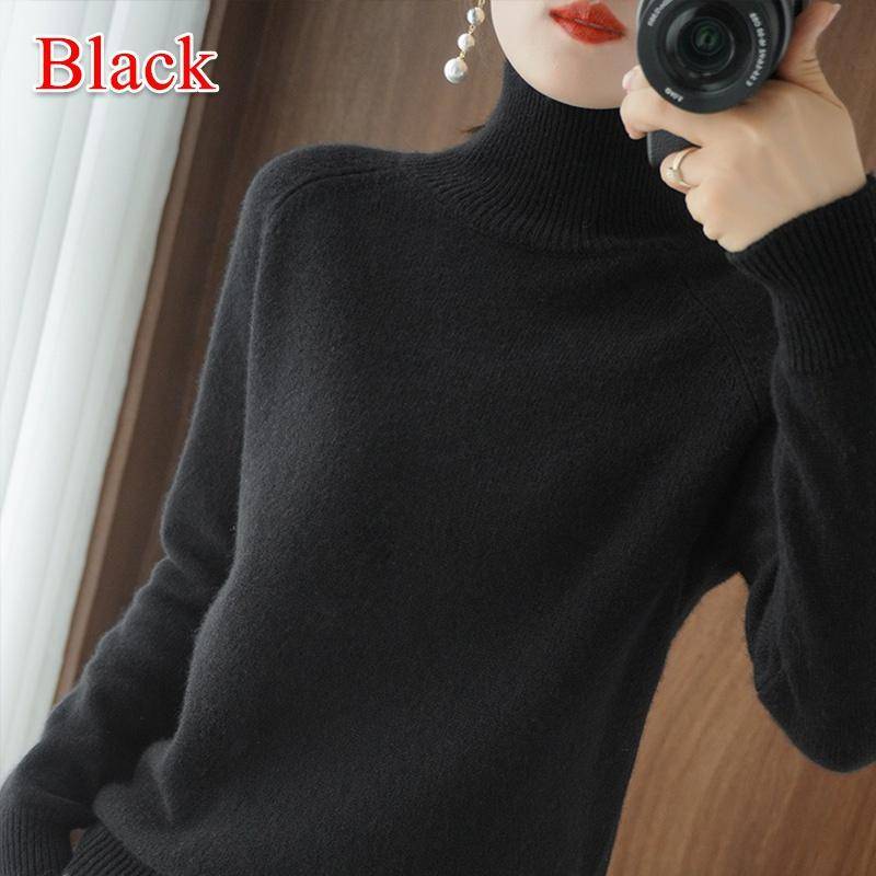 Wolle Reinem Kaschmir Pullover Frauen Pullover Pull Femme Herbst Winte High Neck Stricken Pullover Damen Rollkragen Jumper XXL schwarz von Joom DACH