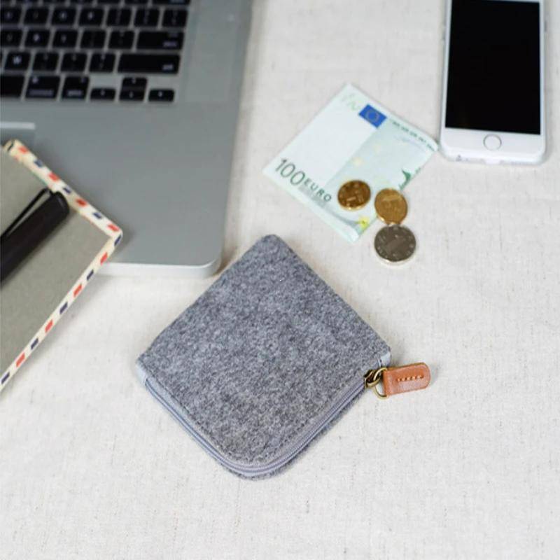 Wollfilz Mini-Geldbörse Geldbörse Damen Herren Wechseltasche Kreditkarten-Ausweishalter Geldbörsen Schlüsselanhänger Minitasche Filz Retro Tasche von Joom DACH