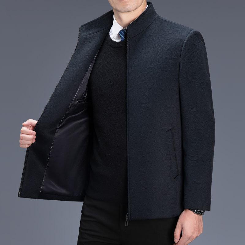 Wolljacke Herren Leichter Luxus Business Herbst und Winter Mittelalterlich Lässig Stehkragen Wolljacke Doppelseitige Wolljacke für Herren XL von Joom DACH