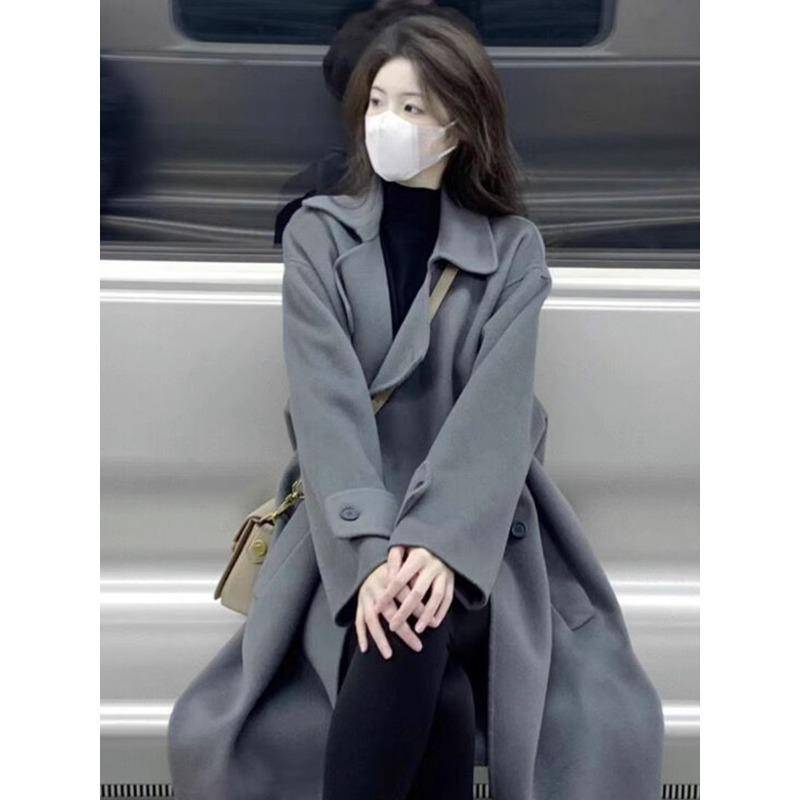 Wollmantel Damen Wollmantel Wollmantel Winter Koreanischer Stil Kleiner Mantel XL grau von Joom DACH