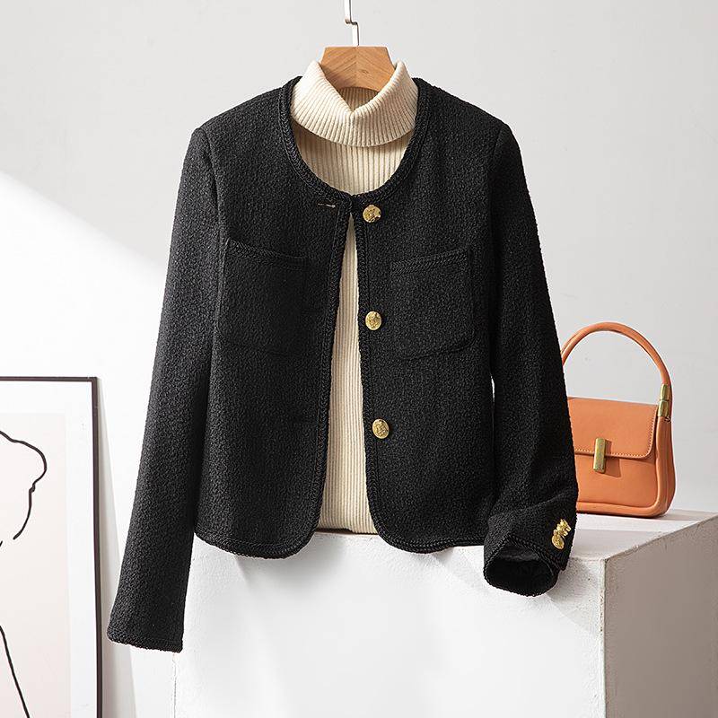 Wollmantel im kleinen Duftstil für Damen im Herbst und Winter. Neue altersreduzierende Woll-Oberbekleidung. Schlank und vielseitig. Einfacher Mantel im Duftstil. XL schwarz von Joom DACH