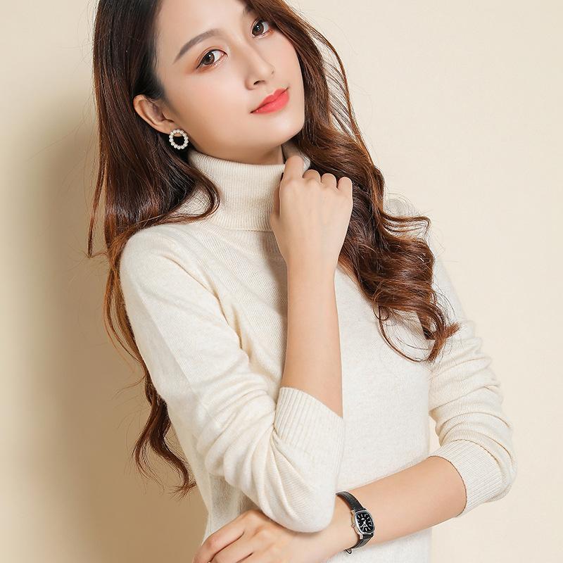 Wollpullover aus reinem Kaschmir für Damen, gestrickt, Rollkragenpullover, Kaschmirpullover, Elastizität, Pull-High-Neck-Strickpullover XXL von Joom DACH