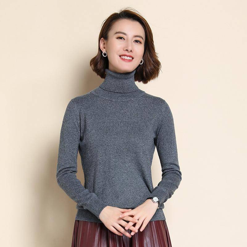 Wollpullover aus reinem Kaschmir für Damen, gestrickt, Rollkragenpullover, Kaschmirpullover, Elastizität, Pull-High-Neck-Strickpullover XXXL von Joom DACH