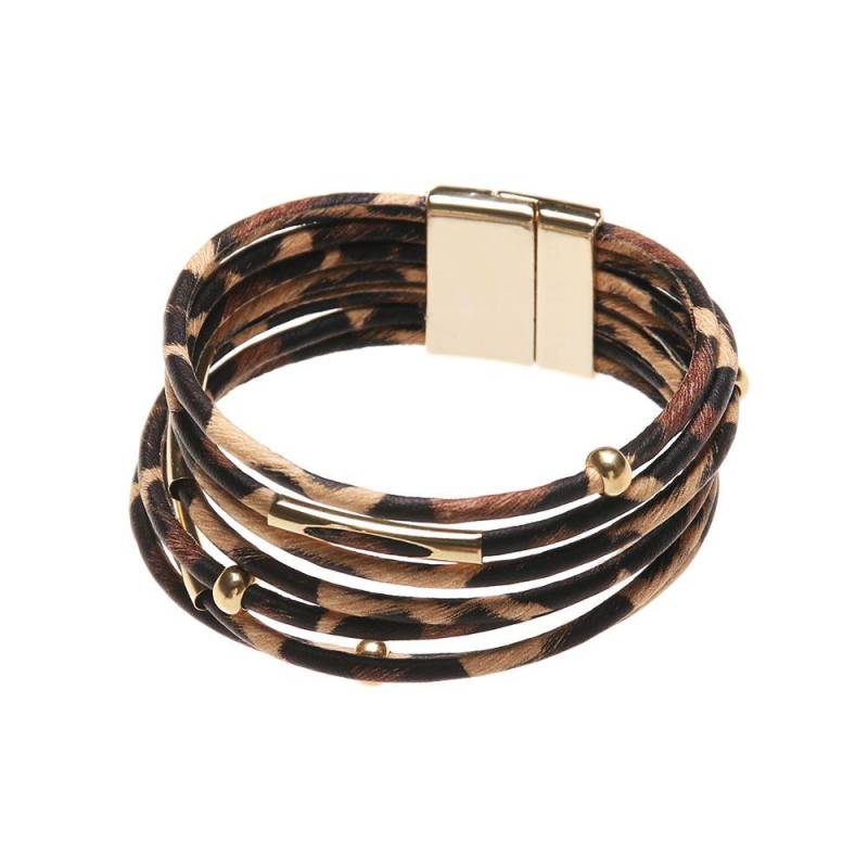 Frauen Schmuck Armbänder & Armreifen Leopard Leder Armreif Breites Armband Magnetverschluss Armband von Joom DACH