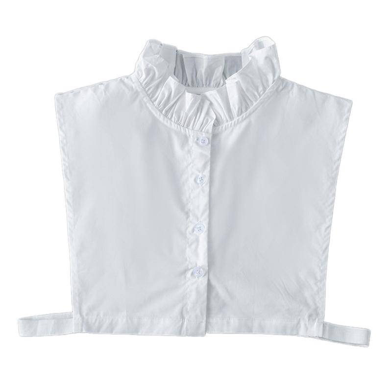 Damen Einfarbig Falscher Kragen Abnehmbare Bluse Rüschen Rollkragen Falscher Kragen Knopfleiste Halbe Hemden Layering-Oberteil 1 weiß von Joom DACH
