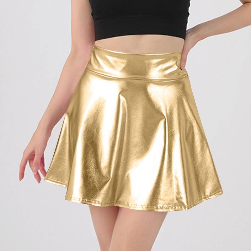 Women's Bright Face High Waist Fashion Umbrella Skirt M gold von Joom DACH