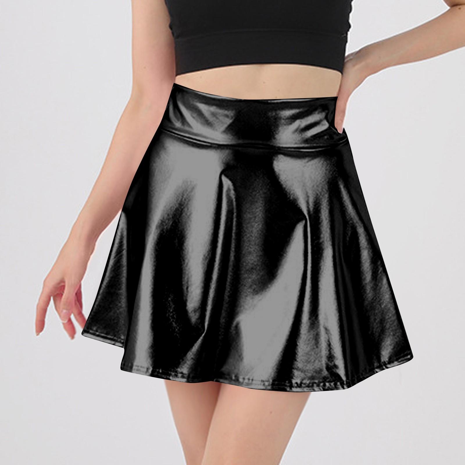 Women's Bright Face High Waist Fashion Umbrella Skirt XL schwarz von Joom DACH