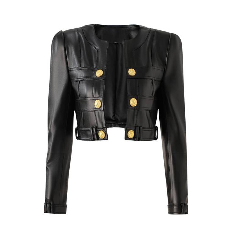 Elegante Damen Motorradjacke mit O-Ausschnitt aus PU-Leder - Hochwertiger schlichter schwarzer Kurzmantel für Frühling und Herbst S schwarz Elegante Damen Motorradjacke mit O-Ausschnitt aus PU-Leder - Hochwertiger schlichter schwarzer Kurzmantel für Frühling und Herbst S schwarz von Joom DACH