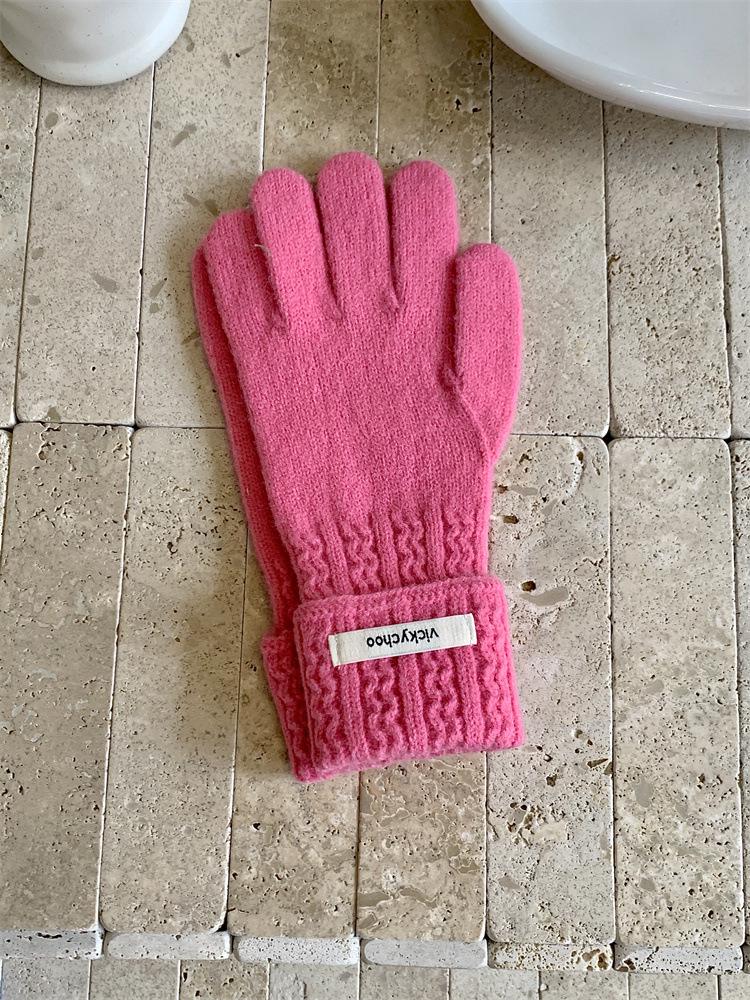 Damen Rosa Wollmischung Strickhandschuhe - Koreanischer Stil Niedlich Winddicht Winter Fahrradhandschuhe One Size rosa von Joom DACH