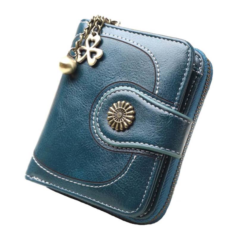 Wonder Pocket Solid Wallet Damen Retro Farbe Shamrock Short Multi Charm Slots Clutch Geldbörse blau von Joom DACH