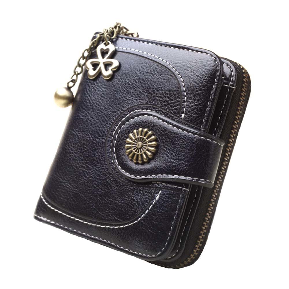 Wonder Pocket Solid Wallet Damen Retro Farbe Shamrock Short Multi Charm Slots Clutch Geldbörse schwarz von Joom DACH