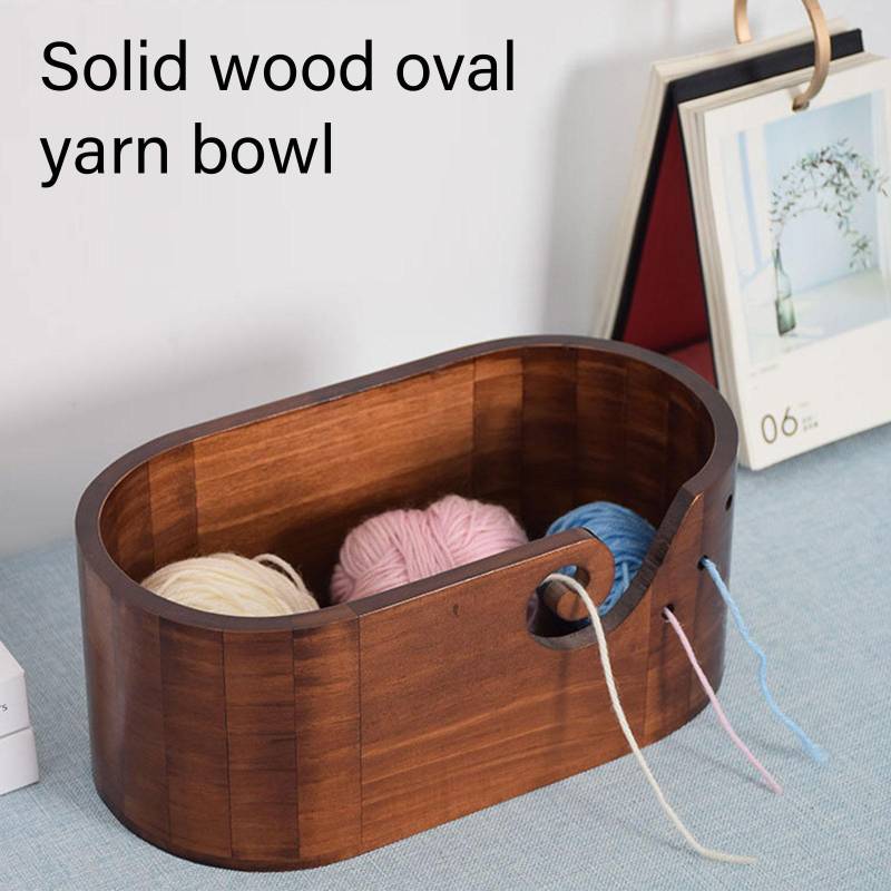 Garnschale aus Holz, Strickschale, Strickwollhalter, Strickwoll-Organizer mit geschnitzten Löchern zum Häkeln und Stricken A von Joom DACH