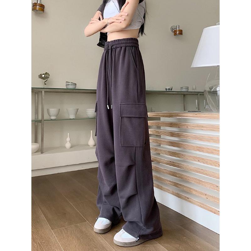 Workwear Jogginghose Damen Frühling und Sommer Übergröße Lockere Weite Bein Freizeithose Jogginghose S dunkelgraue von Joom DACH