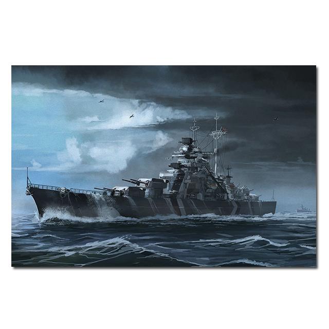 World of Warships Bismarck Schlachtschiff Gemälde Leinwand Poster HD Gedruckt Wandkunst Bilder Moderne Wohnzimmer Heimdekoration 40X60cm Unframed von Joom DACH