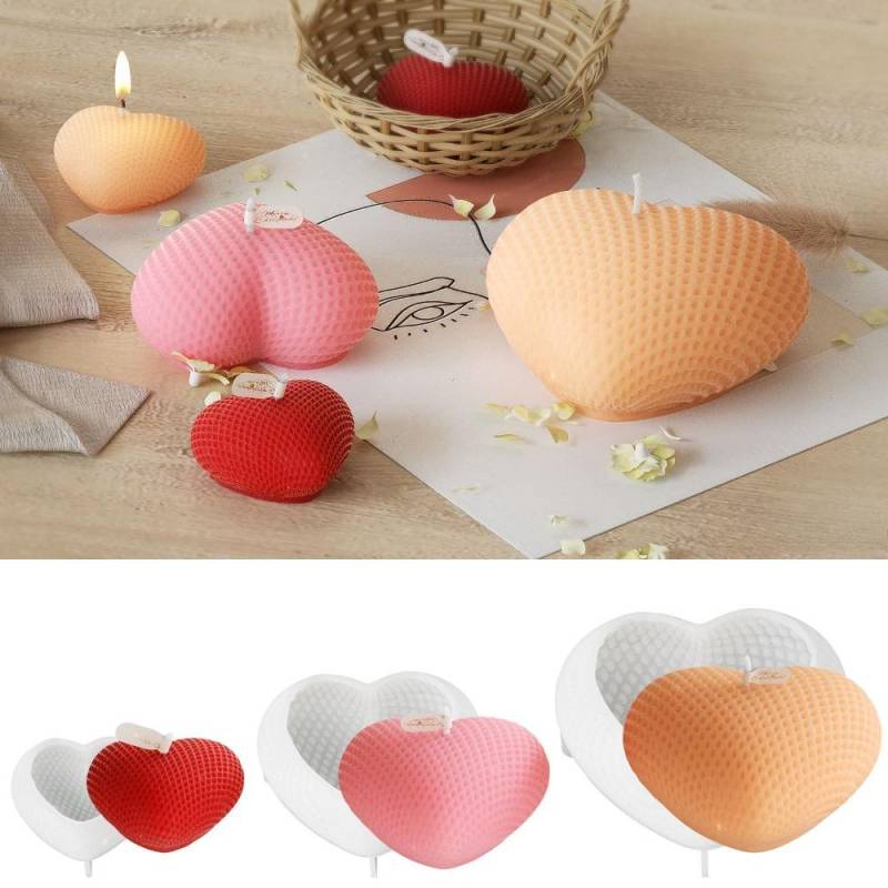 Silikonform für Duftkerzen mit gewebtem Herzen, DIY-Herzform, Werkzeug zur Herstellung von Gipsseife, Candlelight Dinner Decor, Geschenke zum Valentinstag A von Joom DACH