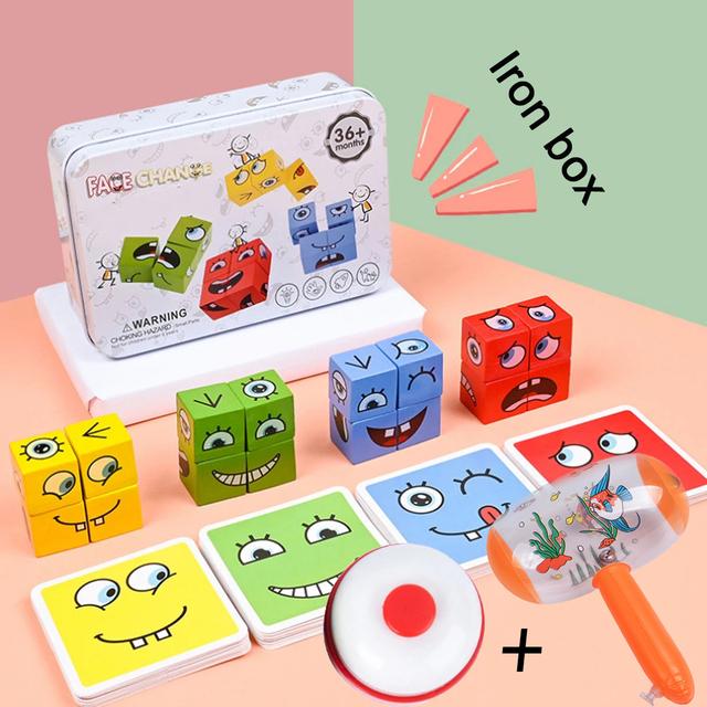 Würfel Gesicht ändern Bausteine ​​Brettspiel Holz Puzzle Montessori Ausdruck Holzblöcke Blocos für Kinder Kinder Spielzeug Geschenk von Joom DACH