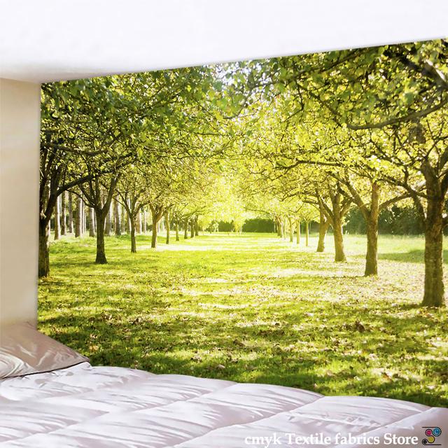 Wunderschöner natürlicher Wald bedruckter großer Wandteppich, preiswerter Hippie-Wandbehang, böhmische Wandteppiche, Mandala-Wandkunst-Dekor 200x150cm von Joom DACH