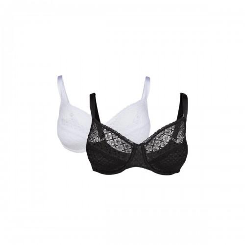 Wunderschöner strukturierter Spitzen-BH für Damen/Damen (Packung mit 2) 32F weiß/schwarz von Joom DACH